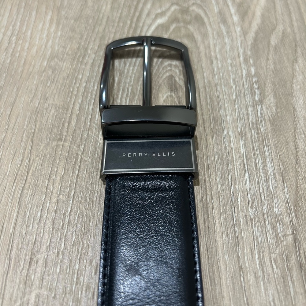 Perry Ellis Black Leather Belt